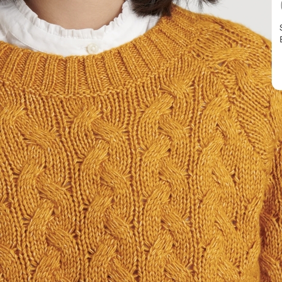 New Lucky Brand Quinn Cable Knit Cotton Blend Mustard Yellow Medium Sweater - Picture 12 of 15